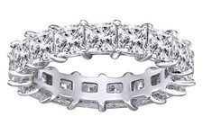 Eternity Wedding Band Ring 925 Sterling Silver Princess Cut Cubic Zirconia