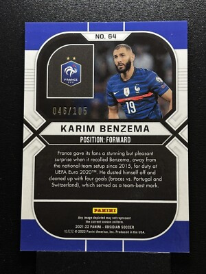 2021-22 Panini Obsidian Karim Benzema /105