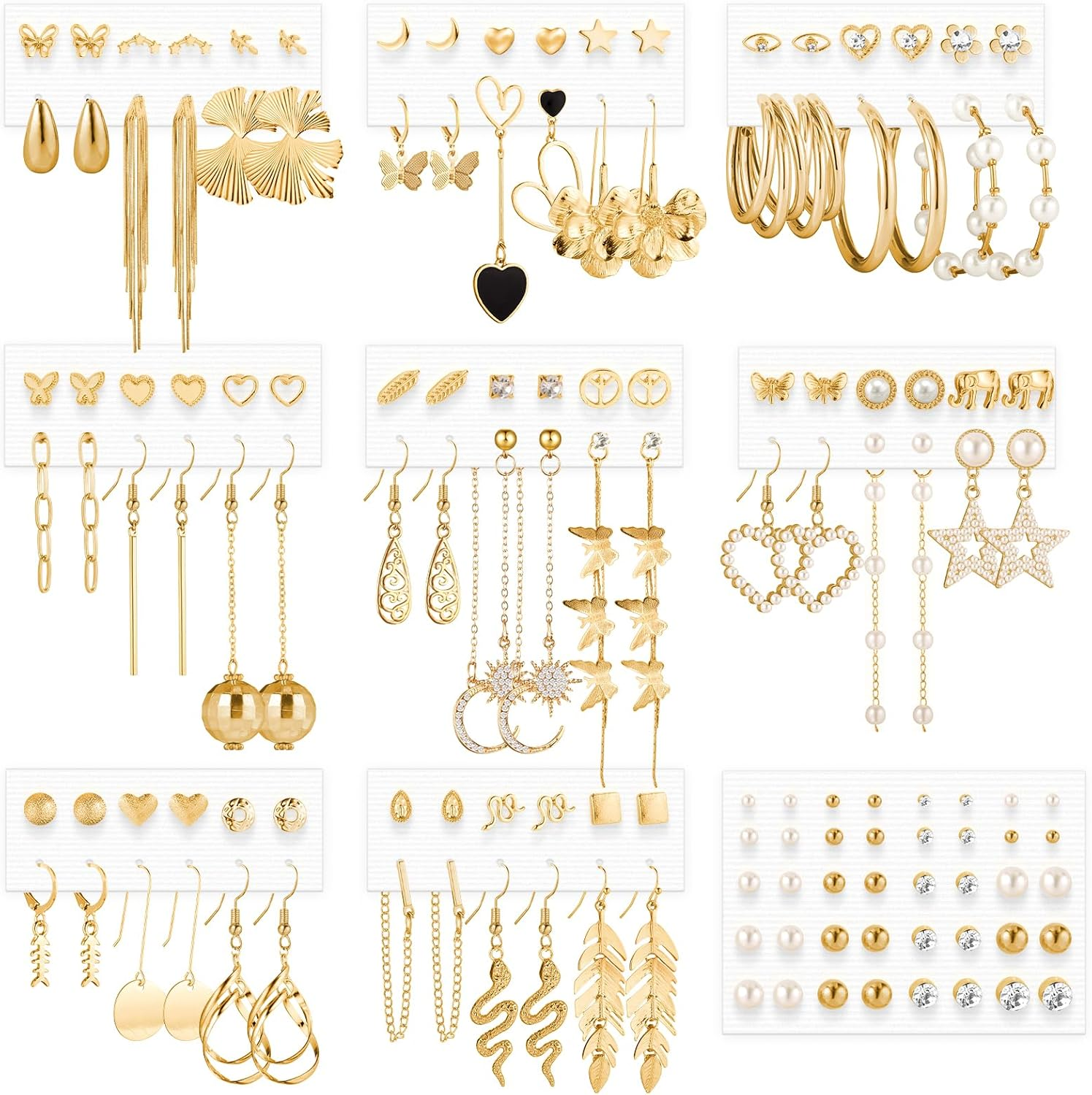 Stylish Gold Dangle and Stud Earrings Multipack for Women