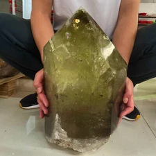 70LB TOP Natural smoky citrine quartz obelisk carved crystal wand point