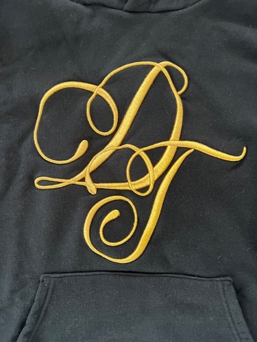 Authentic Denim Tears Metallic Gold Script Embroidered Hoodie Sweatshirt NWOT XL - Picture 2 of 5