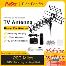 TOP SALE 200 MI TV ANTENNA OUTDOOR MOTORIZED AMPLIFIED + SPLITTER KIT ROTATION