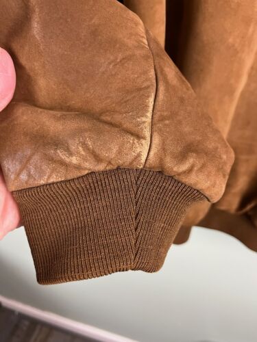 Vintage LL Bean Suede Leather Bomber Jacket Brown Lined Sz 2XL Tall Made in USA - Picture 15 of 16