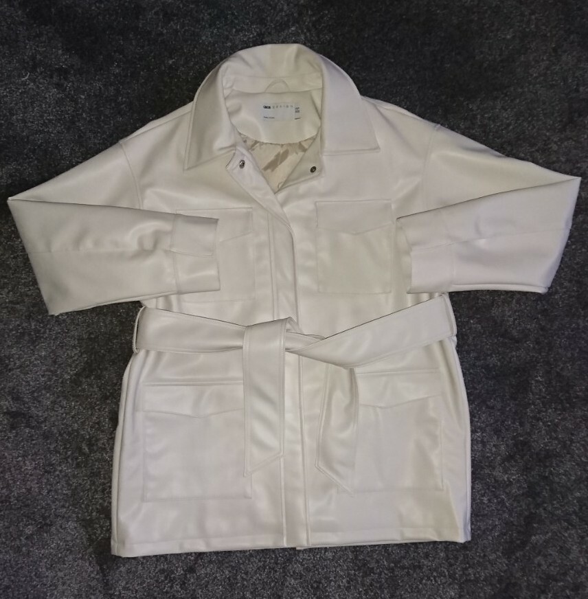 New ASOS DESIGN Oversized Leather Look Belted Large Pocket Jacket UK 12 Sold Out