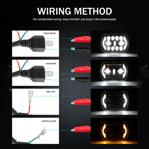Faro LED 5x7 7x6 alto/bajo DRL ámbar lámpara giratoria para Jeep Wrangler Cherokee XJ YJ - Imagen 8 de 12