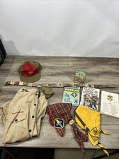Vintage Boy Scout Lot, Belt, Uniform Shirt, Scarfs, Books,bandaid case,hat