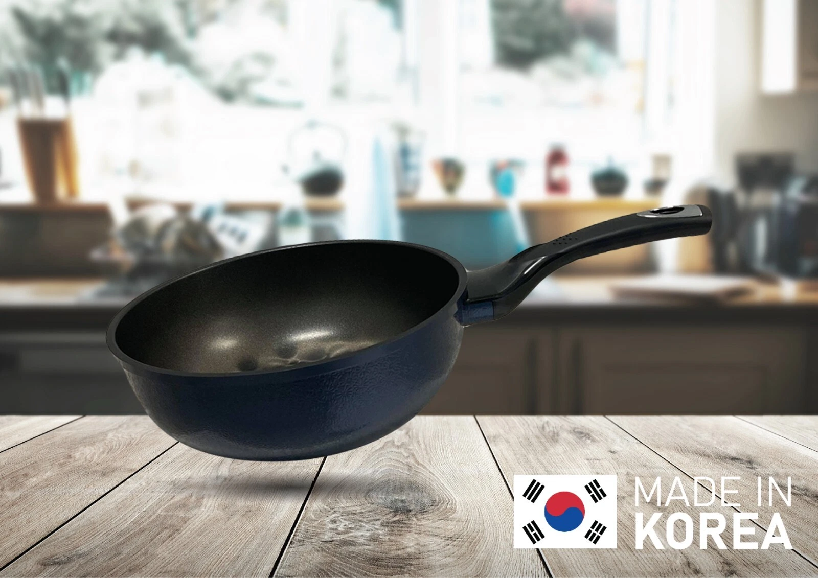 9" (22cm) Non-Stick Saute Wok Pan 3D Diamond Coating Made in Korea, Stir Fry Pan