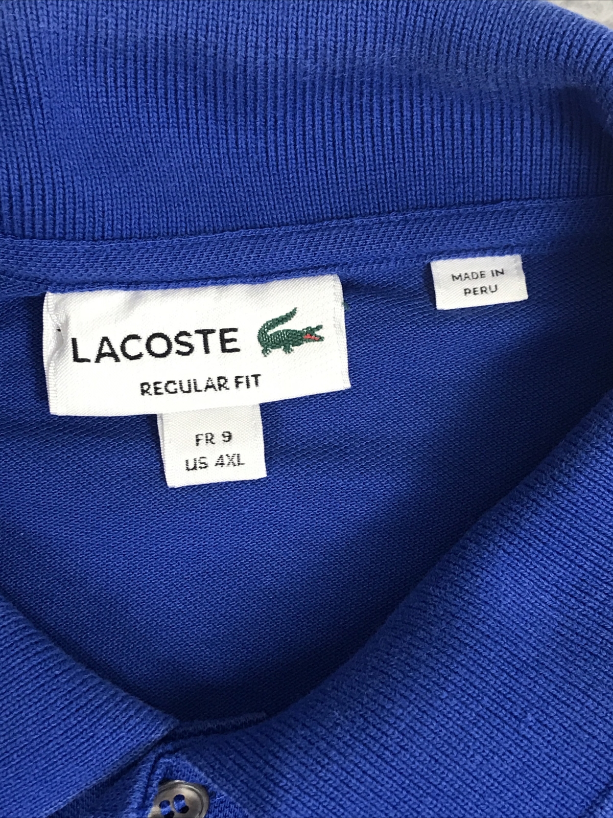 Lacoste Polo Shirt Mens Size 9 4XL Royal Blue Short Sleeve Pocket Crocodile Peru thumbnail 3