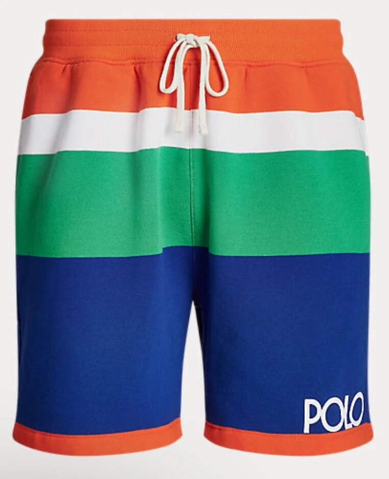 POLO Ralph Lauren Color Block Striped Shorts LARGE Sailing Orange Multi BNWT
