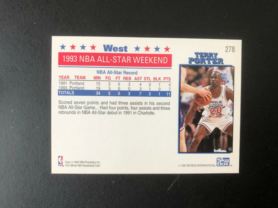1993 TERRY PORTER SkyBox All Star Basketball Card # 278 - Image 4 of 4