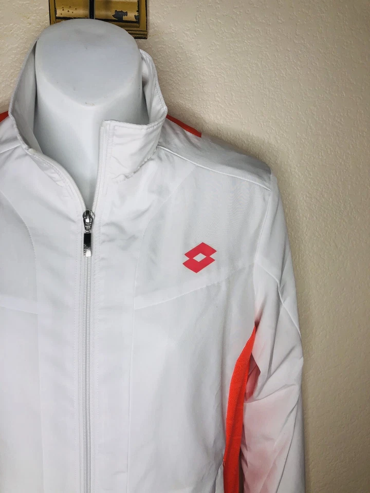 Chaqueta Lotto Para Mujer Natty Tenis Pista Abrigo S Blanco Melocotón Cremallera Chaqueta De Colección Y2K Foto 4 de 4