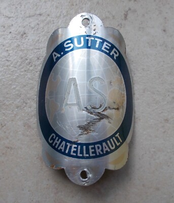 Ancienne Plaque Vélo émaillée Cycles A.S SUTTER CHATELLEREAULT - Collection Vélo Vintage