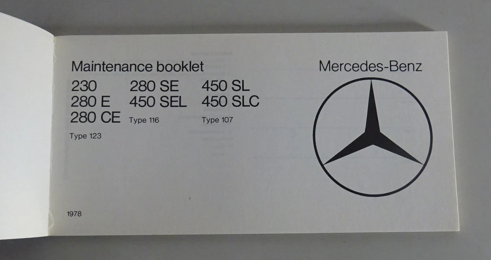Maintenance Booklet Mercedes-Benz W 123 / W116 / R 107 without entries from 1977 - Bild 2 von 4