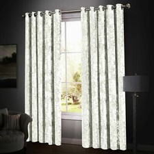 Fully Lined Crushed Velvet Eyelet Ring Top Ready Made Santiago Blackout Curtains