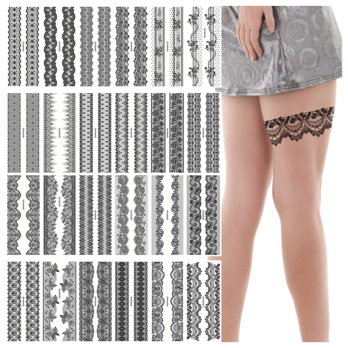 Garter top thigh tattoo