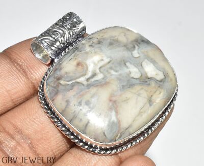 Wave Jasper Gemstone 1.5'' Handmade Pendant 925 Silver Plated U487-D108