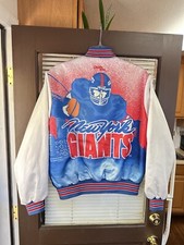 Vintage NY New York Giants Chalk Line NFL Fanimation Satin Bomber Jacket Starter