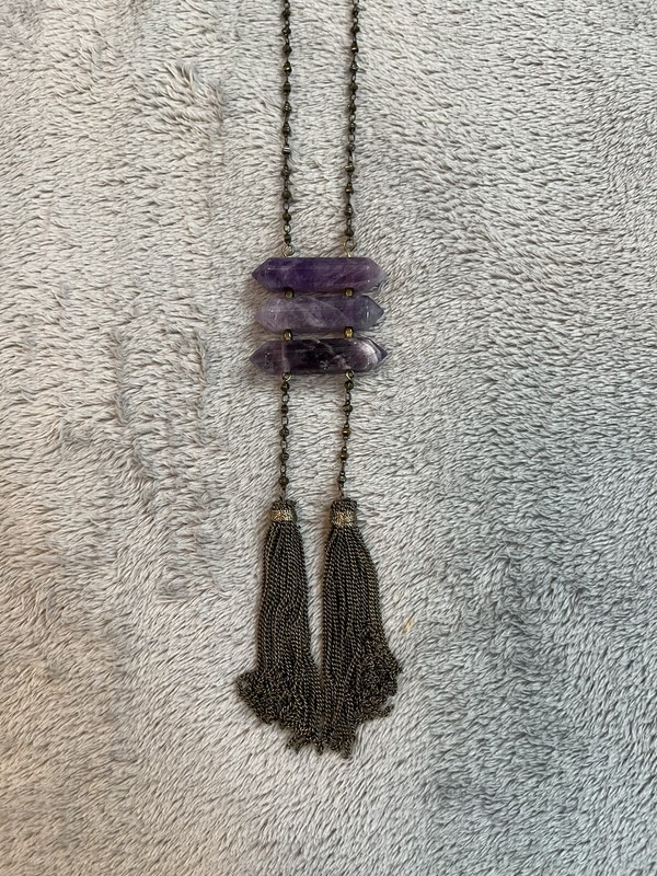 Amethyst w/Tassel Necklace 47”Long