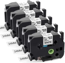 5Pk TZe-251 24mm Black on White Compatible Brother P-Touch Label Maker PT-D600