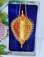 LeeWards THE PRINCESS Red/Green Vintage Sequin Bead Christmas Ornament Kit NOS
