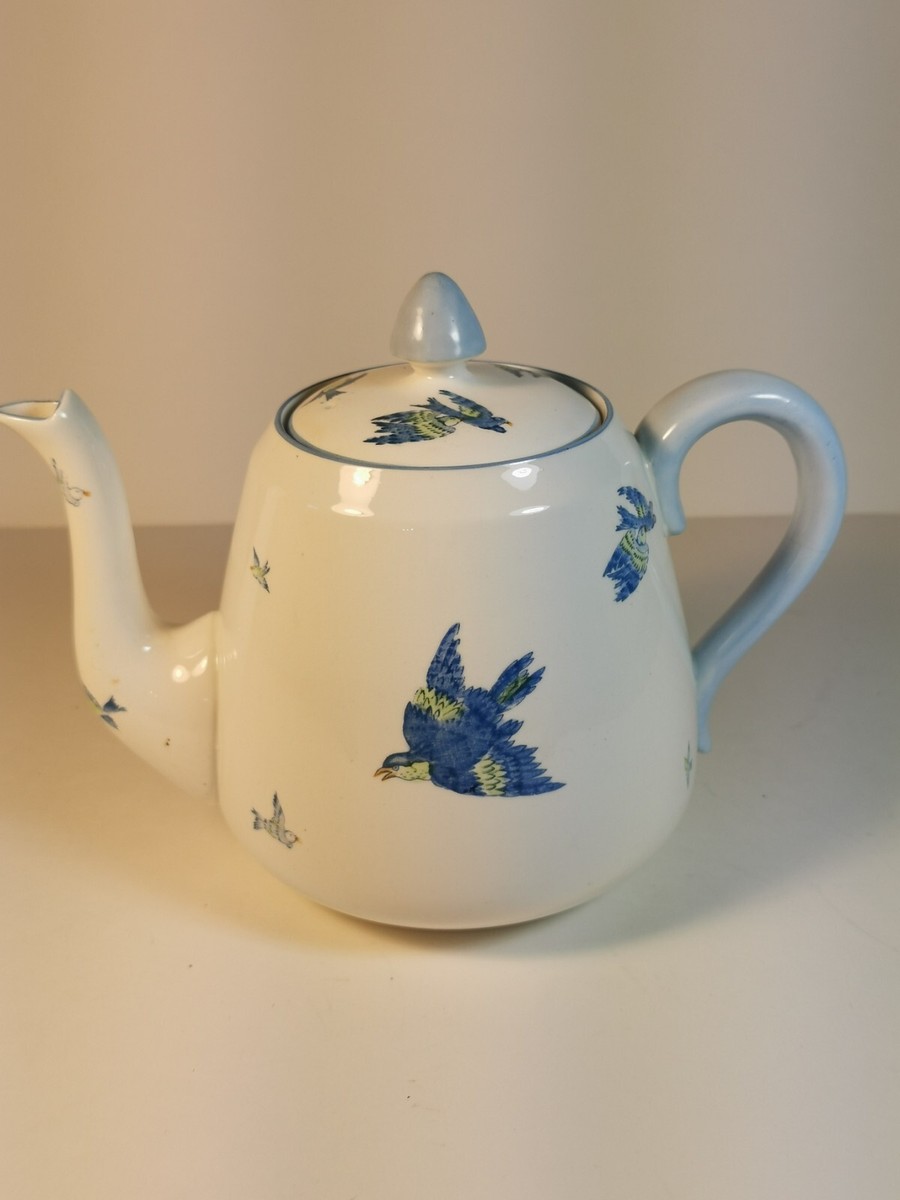 【最終お値下げ】英国アンティーク　MYOTT窯の花器(1930年代デコ) Rare ! Heathcote China. Williamsons Blue. England 1930