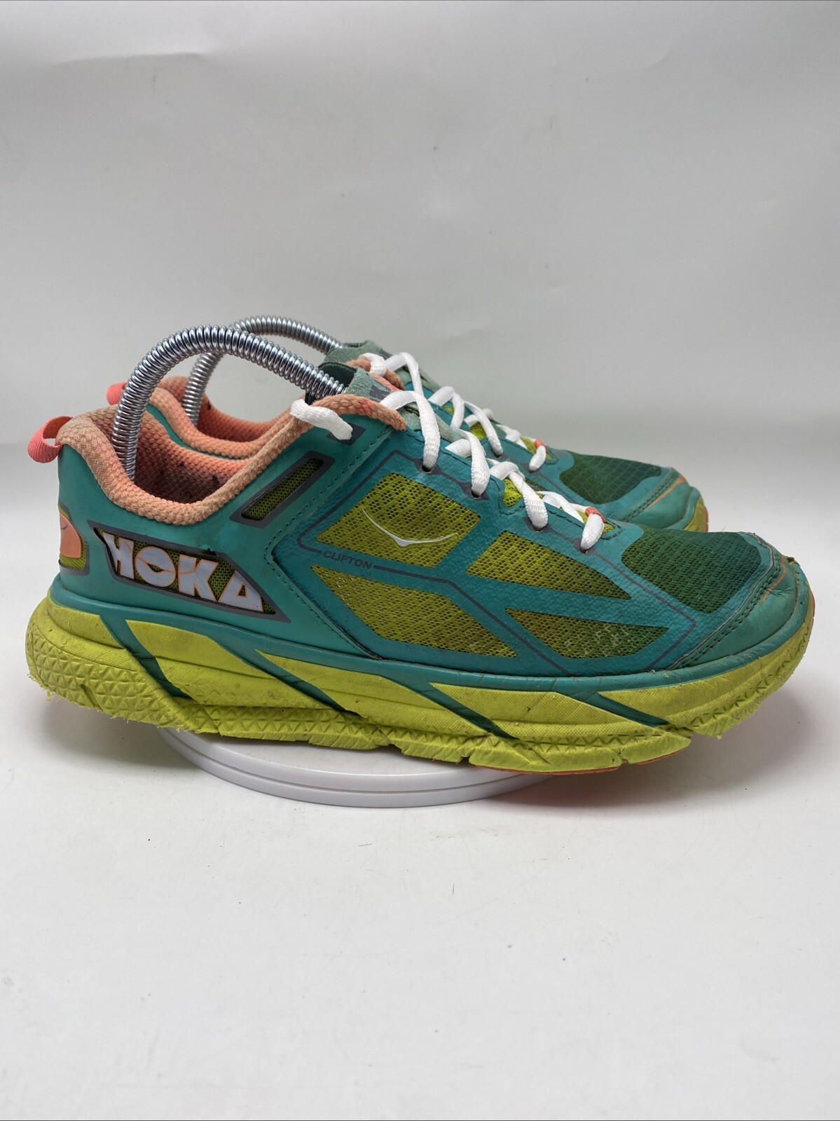 Hoka One One Clifton 1 Women Size 9 Blue Green Performance Running Shoes 3707