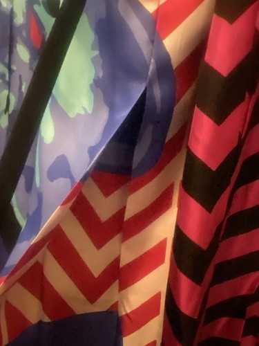 NWOT! RED MultiColor Midi Dior Pleated Dress Blue Floral Stripe Sz 6, 38 - Picture 14 of 16