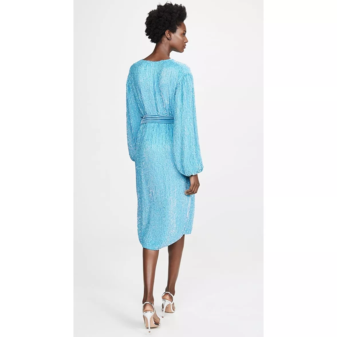 Retrofete Audrey Robe Rainbow Blue Wrap Dress Sequins Belt Luxury S NWT  $795 | eBay
