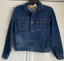 Vintage Rustler Denim Jean Jacket Youth Boys Blue Trucker Dark Wash Large USA