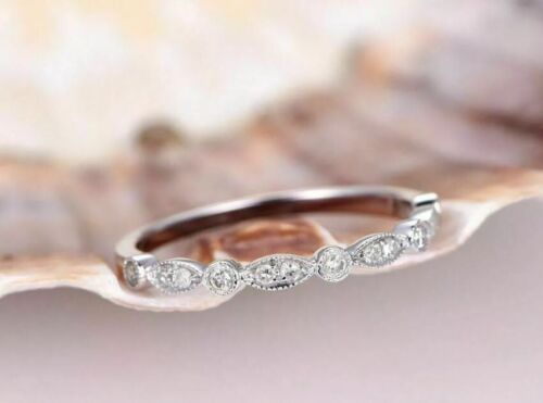 1Ct Round Lab-Created Diamond Eternity Wedding Band Ring 14K White Gold Plated - Picture 2 of 5