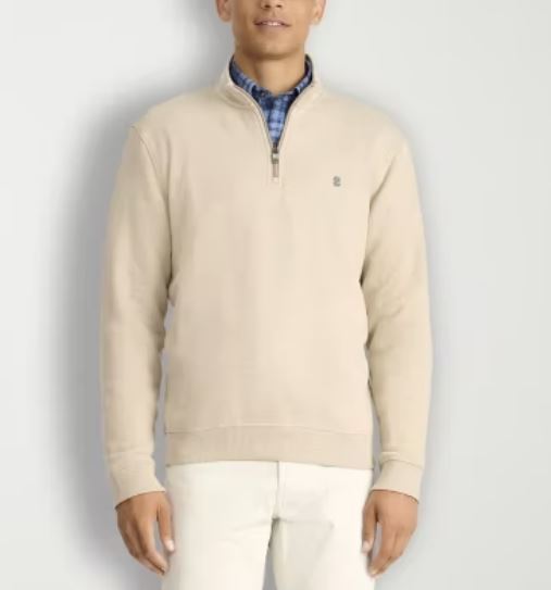 Мужской пуловер IZOD с имитацией шеи и длинным рукавом на молнии в четверть оборота Овсяный L 6590₽