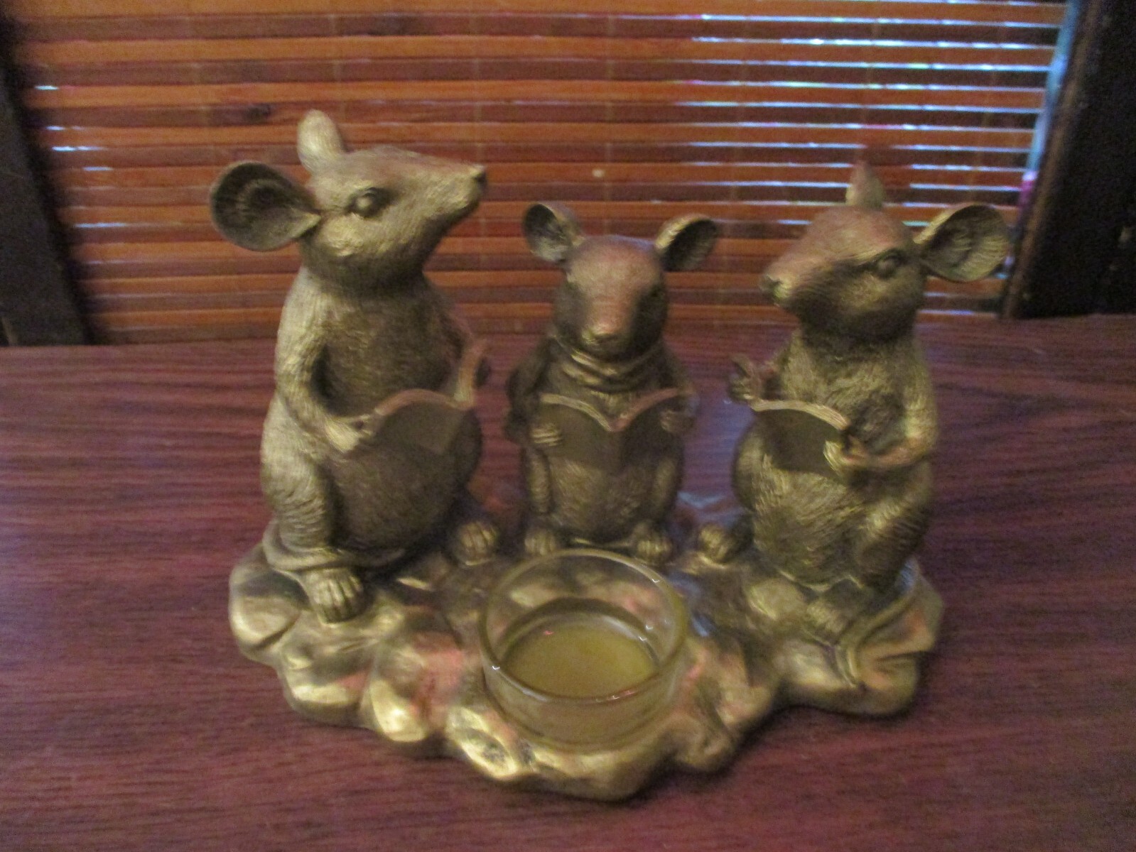 Sainsburys Carol Singing Mice Mouse Choir Gold Colour Tea Light Candle
