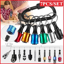 7Pcs 1/4" Hex Shank Quick Release Keychain Screwdriver Drill Bit Holder Bits Set