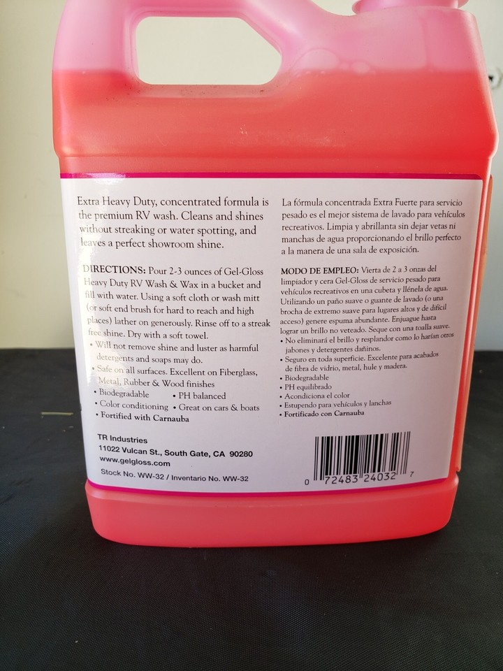 RV Wash and Wax RV Soap Gel Gloss Heavy Duty Concentrated Formula 32 oz
