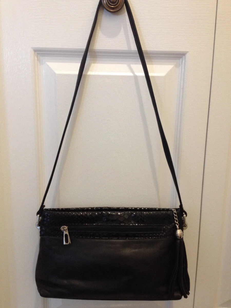 Women handbags shoulder bags genuine leather black Due Fratelli
