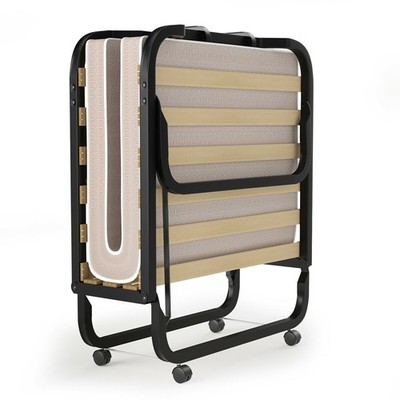 Folding Bed w/ Memory Foam Mattress Rollaway Metal Guest Bed Sleeper Made in
