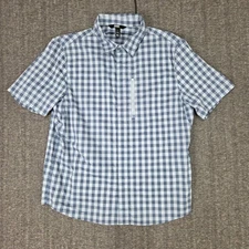 Alaskan Hardgear by Duluth Trading  Roadless Shirt Men L Blue Gingham Gorpcore