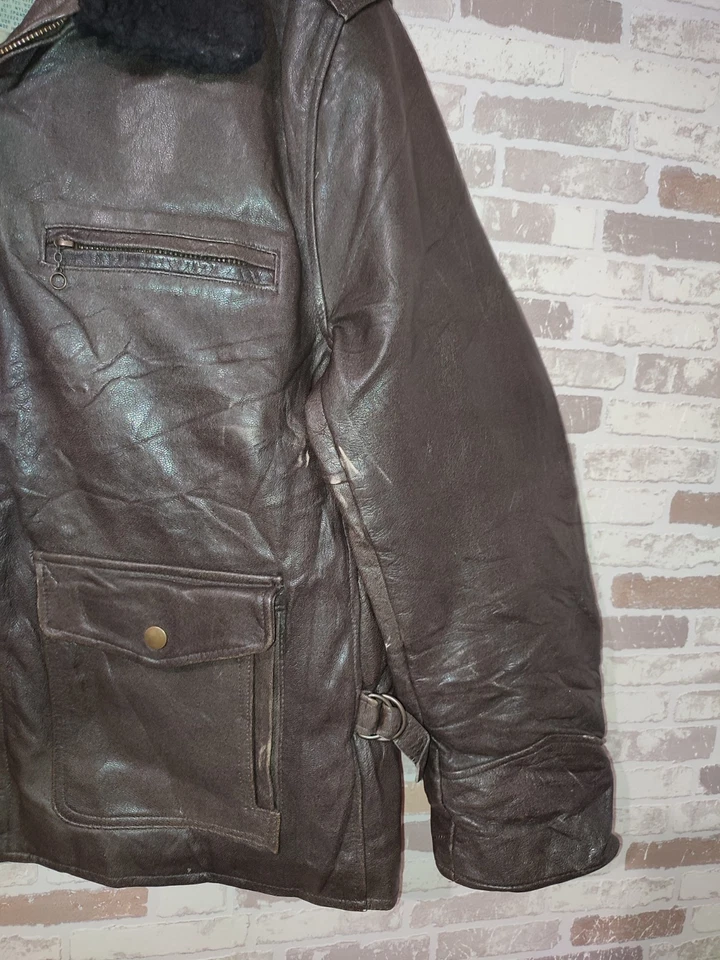 Blouson aviateur L.L.Bean Homme M – Cuir véritable doublé laine – Made in USA - Photo 2/4