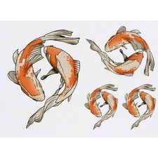 4 x 'Koi Carp' Temporary Tattoos / Transfers TO00042999 