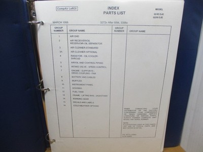CompAir LeRoi Q185 Q200 DJE Air Compressor Parts Catalog Manual