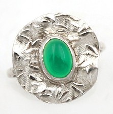 Natural Green Onyx 925 Solid Sterling Silver Ring Jewelry Sz 9
