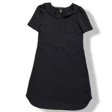 Marc by Marc Jacobs 100% Wool  Stretch  Black Dress S Retro Peter Pan Collar