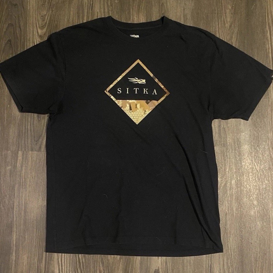 Sitka Gear Black Cotton Blend Graphic Logo T-Shirt Men's Large