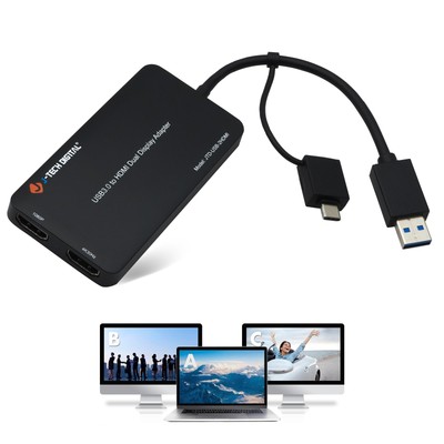 USB C to HDMI Adapter 4K 30Hz 1080P 60Hz, Dual Monitor Adapter USB-A or USB-C...