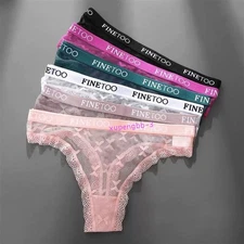 6 Pack Lot Sexy Womens Lace Thong Panties See Through Mesh G string Bikini Brief