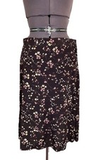 Vtg Y2K Brown Floral Pull On Skirt 14/16 Crepe Ditsy Boho Cottagecore Prairie