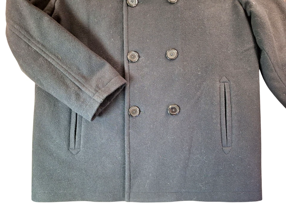 Abrigo Parka Roundtree & Yorke 80% Lana Guisante Talla GRANDE Forro Acolchado Negro Foto 3 de 4