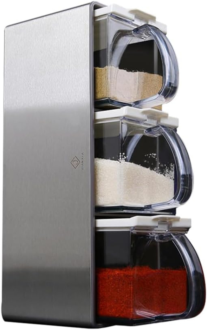 Set Barattoli Spezie Vetro Ermetici con Cucchiaio - Organizzatore Cucina