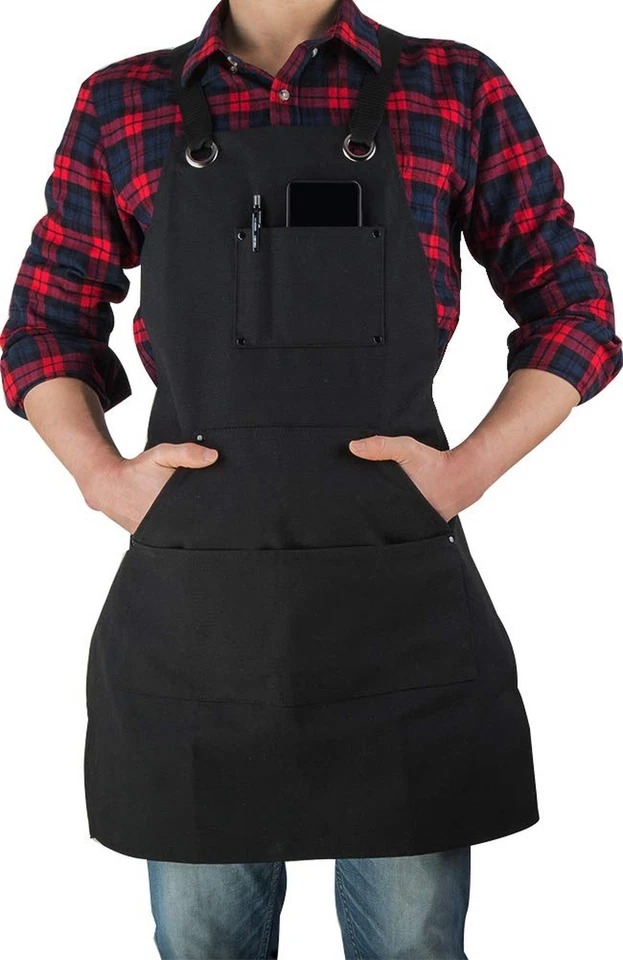16 Oz Canvas Apron for Men - Black Heavy Duty Work Apron for Carpenters,Woodw... - Image 4 of 4