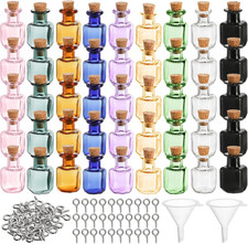 TOPZEA 45 Pcs Tiny Spell Jars, Colored Mini Glass Cork Bottles Decorative Square